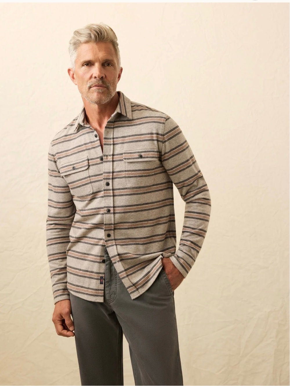 Faherty Legend Sweater Shirt - Rock Coast Stripe